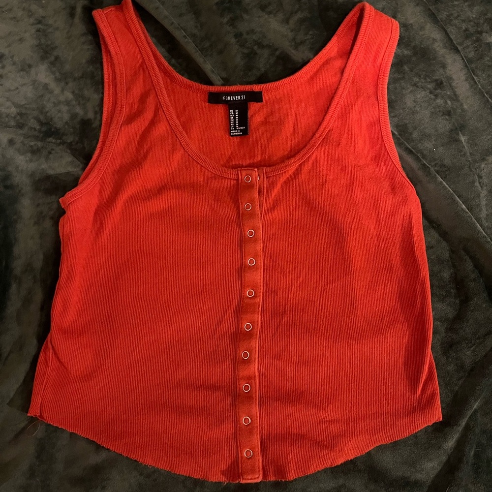 Forever 21 Button-Front Orange Tank Top